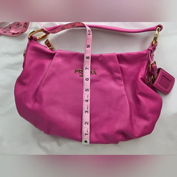 🔥HostPick🔥NWOT PRADA Milano Vibrant Pink Leather Shoulder Bag /Handbag Gold - Picture 16 of 16